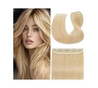 Utilisation quotidienne Extensions de cheveux humains à clipser de 40 à 66 cm, une pièce avec 5 clips, blond brésilien lisse(Blonde,16inches)