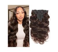 Utilisation quotidienne Extensions de cheveux naturels à clipser, brun chocolat, for femmes, 8 pièces, 120 g, ondulés, qualité Remy, épais et volumineux (25,4 à 61 cm)(18inches)