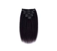 Utilisation quotidienne Extensions de cheveux naturels brésiliens Remy à Clips, cheveux crépus lisses, couleur naturelle, 120g, 8 pièces/ensemble, tête complète for femmes(24inches)