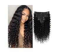 Utilisation quotidienne Kinky Curly Clip in Hair Extensions Human for Black Women - 8Pcs 18Clips Double Weft Brazilian Remy Thick to Ends 120G/Natural (16-26 inch)(18inches)