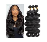 Utilisation quotidienne Lot de 1, 3 ou 4 mèches de cheveux humains Body Wave de 25 à 102 cm, cheveux péruviens Remy noirs naturels Pour les partis(24inches)