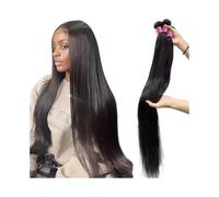 Utilisation quotidienne Lot de 10 à 40 pouces de cheveux humains brésiliens bruts, tissage en lot de 1/3/4 pièces, extensions de cheveux humains soyeux et raides Pour les partis(1 Bundle 24)