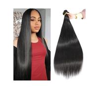Utilisation quotidienne Lot de 3 extensions de cheveux brésiliens naturels vierges, lisses, noirs et naturels, de 25 à 76 cm, for femmes Pour les partis(30inches)