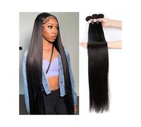 Utilisation quotidienne Lot de 3 mèches de cheveux longs et raides de 10 à 40 pouces, cheveux humains raides comme des os, extensions de cheveux Remy noirs naturels Pour les partis(26 26 26)