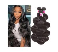 Utilisation quotidienne Lot de 3 ou 4 mèches de cheveux ondulés brésiliens à double trame de 8 à 32 pouces, extension de cheveux Remy noirs naturels for femmes Pour les partis(28 28 28 28)