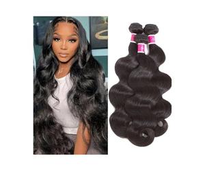 Utilisation quotidienne Lot de 3 ou 4 mèches de cheveux ondulés brésiliens à double trame de 8 à 32 pouces, extension de cheveux Remy noirs naturels for femmes Pour les partis(12 12 12)