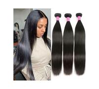 Utilisation quotidienne Lot de 8 à 32 pouces de cheveux longs et raides #1B, extensions de cheveux humains brésiliens noirs naturels Remy, 1/3 pièces Pour les partis(16 18 20)