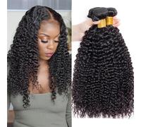 Utilisation quotidienne Mèches mongoles naturelles crépues et bouclées, Extensions de cheveux naturels, for femmes, 1/3/4 pièces Pour les partis(REMY HAIR_20INCHES)