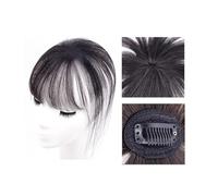 Utilisation quotidienne Perruque synthétique 3D à frange française, perruque Air Bangs Topper, perruque courbée à simulation de frange Pour les rencontres(Natural black)