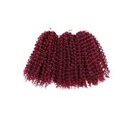 Utilisation quotidienne Perruques courtes de 20 cm, 3 mèches de cheveux crépus bouclés au crochet for femmes noires, perruque tressée bouclée(Red)