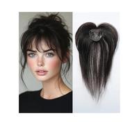 Utilisation quotidienne Postiche en cheveux naturels avec frange for femme, frange aérienne 3D vaporeuse for perte de cheveux, 25,4 cm Pour les rencontres(Noir)