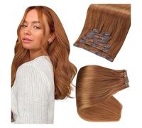 Utilisation quotidienne Seamless Clip in Hair Extensions 100 g 8pcs Ombre Blonde Color Clip in Remy Human Hair Extensions Straight Hair Invisible PU Skin Weft(14inches)