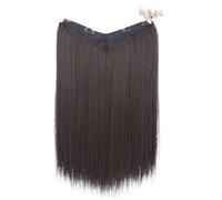 Utilisation quotidienne Synthetic Long Straight Hair Extensions with Clip In One Piece Perfect for Women's Hair Accessories(Brown black,20inch)