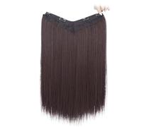 Utilisation quotidienne Synthetic Long Straight Hair Extensions with Clip In One Piece Perfect for Women's Hair Accessories(Chocolate Brown,24inch)
