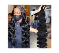 Utilisation quotidienne Tissage en lot brésilien Remy naturel Body Wave noir naturel, Extensions de cheveux, Double trame, 8 à 40 pouces, 1/3/4 pièces Pour les partis(26 28 30)