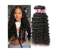 Utilisation quotidienne Tissage en lot de cheveux brésiliens bouclés for femmes noires, 1/3/4 lots de tissage de cheveux humains ondulés profonds, extensions de cheveux Remy Pour les partis(24 26 28 3