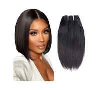 Utilisation quotidienne Tissages brésiliens courts en cheveux humains, 20 cm, couleur noir naturel, 85 g/pièce, extensions de cheveux lisses Pour les partis