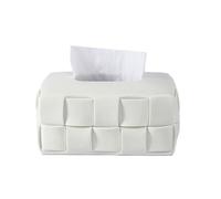 Utilisations faciles Tissue Box Ceramic Square Woven Texture Home Living Room Desktop Organizer(Blanc)
