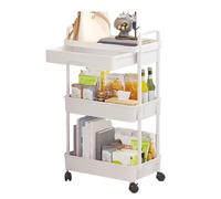 Utility Cart on Wheels - 3 Tier Rolling Storage Trolley | Drawer Shelf Organizer Cart for Kitchen, Bedroom, Living Room, Snack Station, Bathroom, Office, Mobile Space Saving Storage