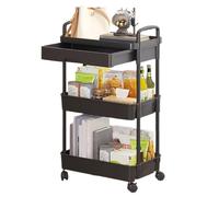Utility Cart on Wheels - 3 Tier Rolling Storage Trolley | Drawer Shelf Organizer Cart for Kitchen, Bedroom, Living Room, Snack Station, Bathroom, Office, Mobile Space Saving Storage