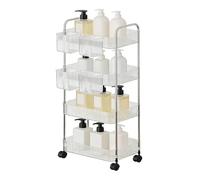 Utility Cart Organizer, Acrylic Rolling Cart on Wheels, Compact Multi-layer Storage Trolley for Kitchen Bathroom, Sturdy Acrylic Organizer with 3 Shelves, Home Office Utility with Smooth Wheels Makeup