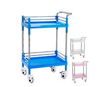 Utility Cart Organizer Service Cart Beauty Utility Cart 2-Tier Rolling Cart, Hairdressing Hairdresser Beauty Storage Trolley on Wheels, Storage Organiser, Large, Blue(Blue-L)