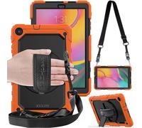 Utility Coque Pour Samsung Galaxy Tab A 10.1 2019 (Sm-T510/Sm-T515) Coque Rigide, Très Haute Protection Anti-Choc Avec Support Pivotant 360 Degrés, Bandoulière Épaule Et Pr Main[Pad5124722]