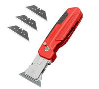 Utility Knife Scraper, 2026 New 2-in-1 Folding Box Cutter with Blade Storage, 3 Extra Blades Included - Retractable Cardboard Cutter for Warehouse, Shipping & Home Use (1PCS)