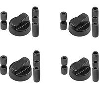 Utiz Lot de 4 boutons de commande universels noirs pour toutes marques et modèles de fours, cuisinières, plaques de cuisson