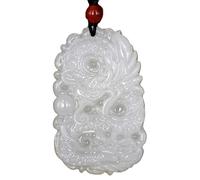 UTLODY Collier de méditation, Collier Pendentif Dragon en Jade Naturel, Bijoux, Accessoires de Mode, amulette Porte-Bonheur sculptée à la Main