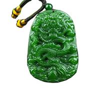 UTLODY Collier de méditation, Collier Pendentif Dragon en Jade Vert, amulette Chinoise sculptée Naturelle, à la Mode