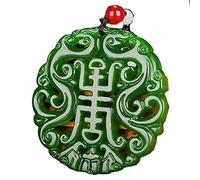 UTLODY Collier de méditation, Collier Pendentif en Jade Naturel, Bijou jadéite, Creux sculpté Double Face