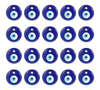UTMACH 20 Pcs 3cm Nazar Boncuk Perles Verre Mauvais Oeil Bleu Plat Evil Eye Perle Mauvais œil Turc Nazar Boncugu pour Collier Bijoux Bracelets