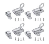 UTMACH 4 Pieces Loquet de Porte a Ressort Automatique Verrou de Porte en Aluminium Petit Loquet a Ressort Automatique avec Vis Targette de Porte Argent pour Fenetre,Portes,Armoires, Penderies