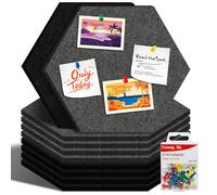 UTMACH Tableau Liege Mural Feutre 8 Pièces Panneau De Liège Hexagonal 30x26cm Tableaux En Liège Autoadhésif Tableau D'affichage Autocollants avec Épingles pour La Cuisine,Le Bureau,La Classe