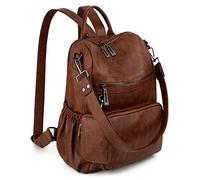 UTO Femme Sac porté Dos Anti-Vol Sac à Main porté épaule Synthétique Mode Pratique avec Petit Pochette détachable Brun Bicolore