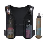 UTOBEST Gilet de course 5 L, léger et réfléchissant pour homme et femme, avec bouteille, double support de téléphone réglable, gilet pour marathon, course à pied et course de nuit, taille L