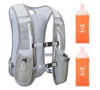 UTOBEST Gilet de course à dos léger et réglable 5 L, gris, avec 2 bouteilles de 350 ml