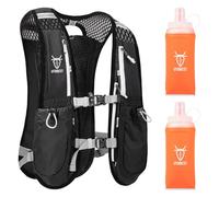 UTOBEST - Gilet de course Sac à dos léger avec pack d'hydratation réglable 5 L pour homme et femme, Noir, avec 2 bouteilles de 350 ml