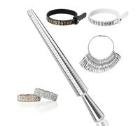 UTOCLEC Ensemble de 4 Pièces Outil de Mesure pour Bague, Jauge Anneaux Outil de Bague avec Échelles de Mesure, Métal Outil de Mesure Bijoux Professionnel pour Tailles EU US UK