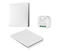 UTOI Interrupteur Sans Fil Sans Pile, Kit Interrupteur Va et Vient Sans Fil avec Récepteur 15A, RF Télécommande à Distance pour Lampe LED 220V, Étanche IP67, Blanc (2 Interrupteurs + 1 Récepteur)