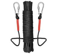 UTOMAG Corde en Nylon avec 2 Fermoir à Ressort - Corde Tressée de 20 Mètres, Multifonctionnelle pour la Pêche Magnétique, la Fixation de Charges et Le Séchage du Linge (Diamètre 6mm, Noir)