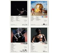 Utopia Astroworld Birds in the Trap Sing McKnight Rodeo Music Album Cover Signed Edition Limited Edition Lot de 4 affiches sur toile pour décoration murale pour salon, chambre à coucher, sans cadre 20