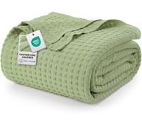 Utopia Bedding Couverture gaufrée en Coton 300 GSM (Vert Sauge - 228 x 182 cm), Couette Douce, légère et Respirante pour Toutes Les Saisons