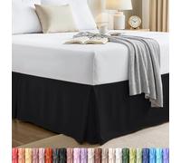 Utopia Bedding Cache-sommier avec volant froncé doux à quatre plis - Facile à installer avec une chute de 40,6 cm - Qualité hôtelière, résistant au rétrécissement et à la décoloration (grand lit, noir