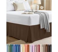 Utopia Bedding Cache-sommier doux à quatre plis, facile à installer, retombée de 38 cm, résistant au rétrécissement et à la décoloration (lit simple, marron)