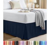 Utopia Bedding Cache-sommier Doux à Volants 4 Plis, Facile à Ajuster avec Un tombé sur Mesure de 41 cm, qualité hôtelière, résistant au rétrécissement et à la décoloration (lit Double, Bleu Marine)