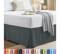 Utopia Bedding Cache-sommier Doux à Volants 4 Plis, Facile à Ajuster avec Un tombé sur Mesure de 41 cm, qualité hôtelière, résistant au rétrécissement et à la décoloration (lit Double, Gris)