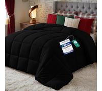Utopia Bedding Couette 135x200 cm, Couette Chaud 370 GSM, pour lit 1 Personne, Couverture Noir avec Onglets d'angle (Noir)