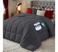 Utopia Bedding Couette 200x200 cm, Couette Chaud 370 GSM, pour lit 2 Personne, Couverture Blanc avec Onglets d'angle (Gris)